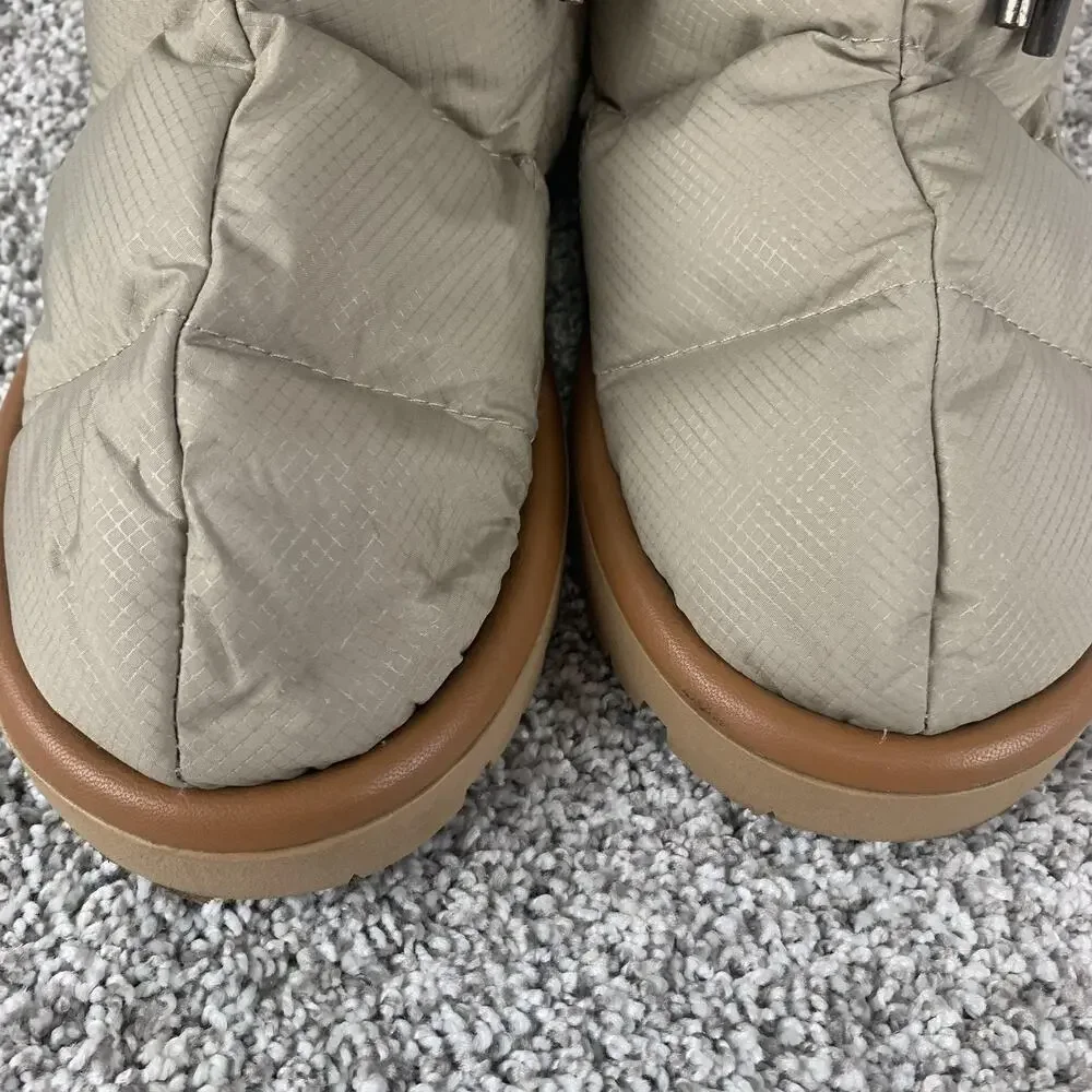Flufié Boots Womens Size 11 Beige Quilted Nylon Ankle Snow Winter Insulated
